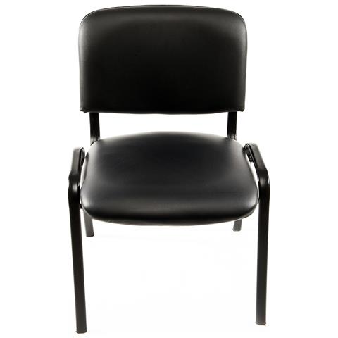 Set Di 6 Sedie Per Sala Attesa Ufficio Studio Sala Conferenze Riunione Ospite Impilabili Imbottite In Ecopelle Nera - Foto 1
