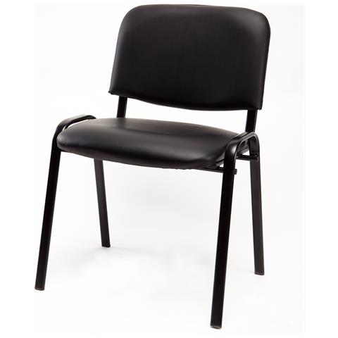 Set Di 6 Sedie Per Sala Attesa Ufficio Studio Sala Conferenze Riunione Ospite Impilabili Imbottite In Ecopelle Nera - Foto 2