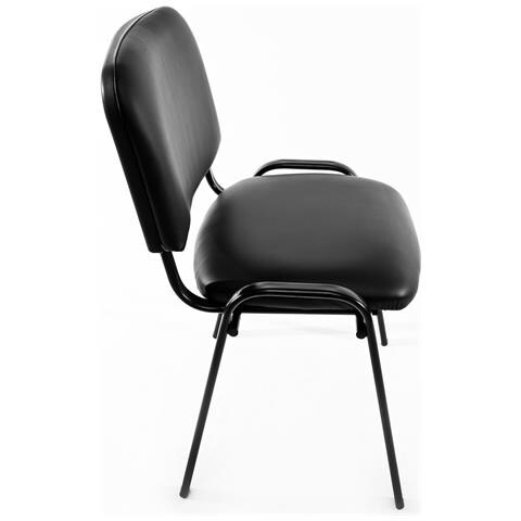 Set Di 6 Sedie Per Sala Attesa Ufficio Studio Sala Conferenze Riunione Ospite Impilabili Imbottite In Ecopelle Nera - Foto 3
