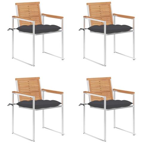 Lusso Casadino -  Sedie Da Giardino Con Cuscini 4 Pz In Legno Massello Di Teak - Foto 2