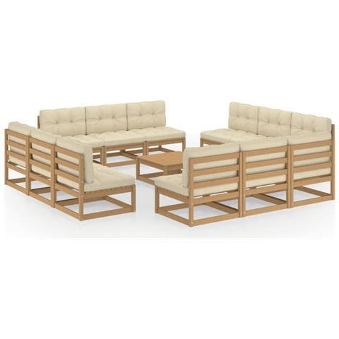 Lusso Casadino -  Set Divani Da Giardino 13 Pz Con Cuscini Legno Massello Di Pino - Foto 2