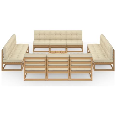 Lusso Casadino -  Set Divani Da Giardino 13 Pz Con Cuscini Legno Massello Di Pino - Foto 1