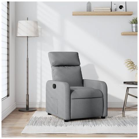 Poltrona Reclinabile In Tessuto Grigio Chiaro - Foto 8