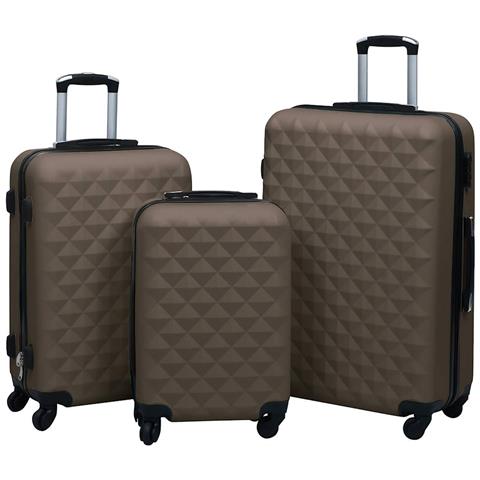 Lusso Casadino -  Set Valigie Trolley A Custodia Rigida 3 Pz Marrone In Abs - Foto 2