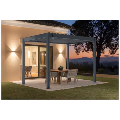 Pergola Bioclimatica Autoportante Piana 3x2m - Alluminio - Grigio - Lamelle Orientabili In Acciaio - Foto 7