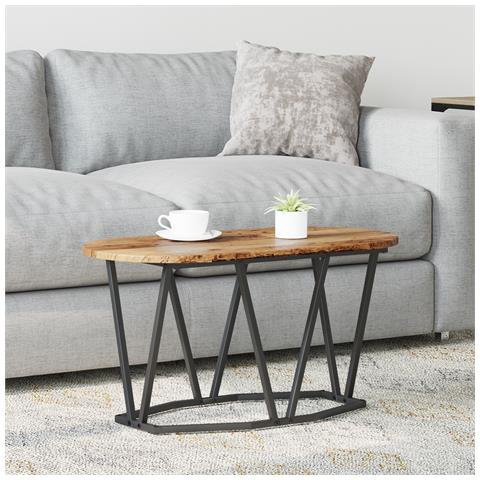 Tavolino da caffè in legno riciclato 80x40x40,5 cm in legno ingegnerizzato e metallo - Foto 2