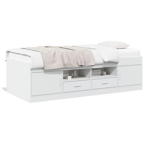 Divano Letto Con Cassetti Senza Materasso Bianco 90x200 Cm - Foto 1