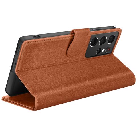 Custodia A Portafoglio Per Galaxy S21 Ultra 5g Con Supporto E Linguetta Magnetica, Marrone - Foto 5