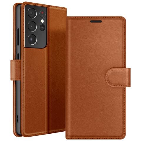 Custodia A Portafoglio Per Galaxy S21 Ultra 5g Con Supporto E Linguetta Magnetica, Marrone - Foto 1
