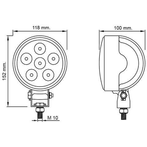 Faro Da Lavoro 6 Led Rotondo Ad Ampio Raggio 18w Ip67 - Foto 2