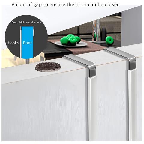 Ganci Sopra La Porta Senza Foratura, Spessore 10 Mm Per Porte Da 4,5 Cm (confezione Da 4) - Acciaio Inossidabile E Plastica White - Foto 6