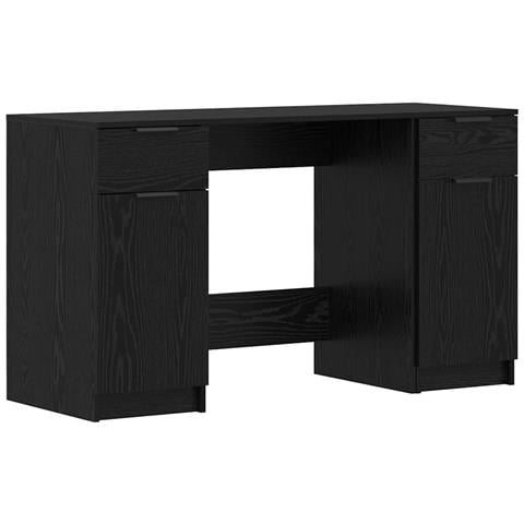 Scrivania Rovere nero 133 x 50 x 75 cm Legno multistrato - Foto 1