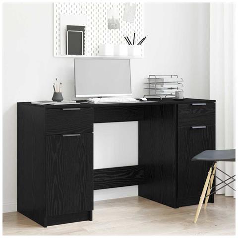 Scrivania Rovere nero 133 x 50 x 75 cm Legno multistrato - Foto 2