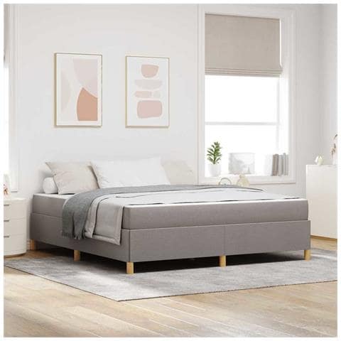 Letto a molle con materasso Taupe e bianco 180 x 200 cm Tessuto - Foto 2