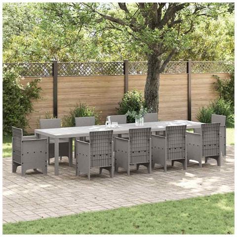 Tavolo da Giardino Grigio chiaro 350 x 100 x 73 cm polyrattan - Foto 2