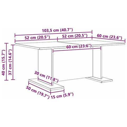 Tavolino da salotto Rovere nero 103,5 x 60 x 40 cm - Foto 9