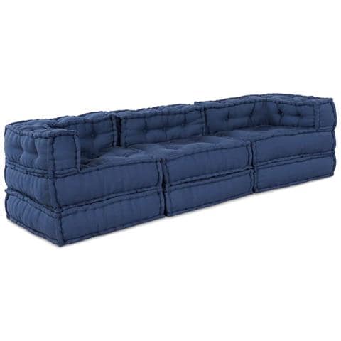 Cuscino 3 pcs Blu 70 x 70 x 54 cm Poliestere - Foto 1