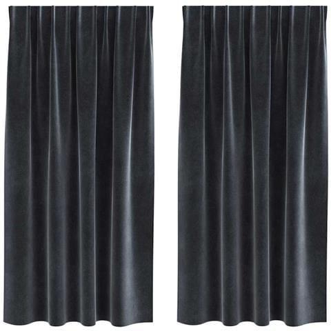Tende con tende 2 pcs Grigio scuro 140 x 175 cm Velluto - Foto 1