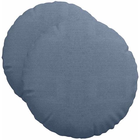 Cuscini per Seduta 2 pcs Blu Ø 50 cm Tessuto in Cords - Foto 1