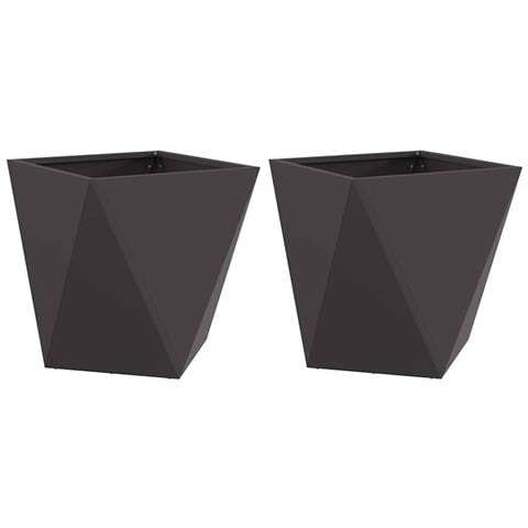 Fioriera 2 pcs Nero 40 x 40 x 40 cm Acciaio - Foto 1