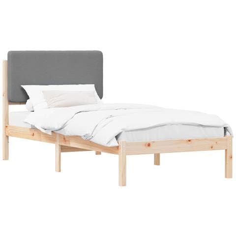 Letto con Testiera Rivestita Grigio chiaro 90 x 200 cm - Foto 1