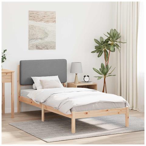 Letto con Testiera Rivestita Grigio chiaro 90 x 200 cm - Foto 2
