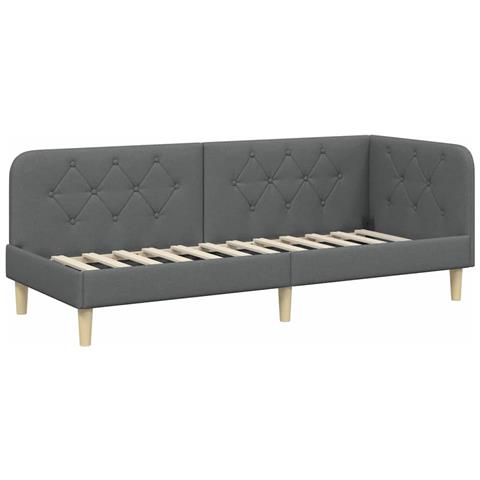 Cornice del letto ad angolo Grigio scuro 80 x 200 cm Tessuto - Foto 1