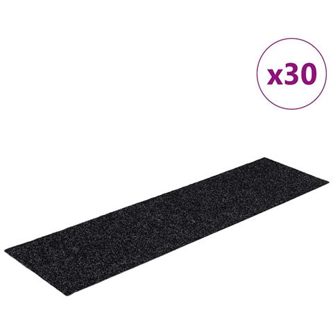 Tappetini per scale autoadesivi 30 pz 76x20 cm neri rettangolari - Foto 1
