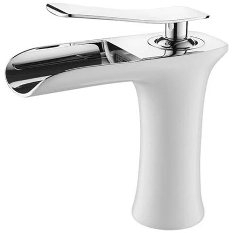 Rubinetto per lavabo da bagno, Blackswan, Cascada tipo M57, modello bianco /cromo, misura 16 cm - Foto 1