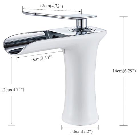 Rubinetto per lavabo da bagno, Blackswan, Cascada tipo M57, modello bianco /cromo, misura 16 cm - Foto 4