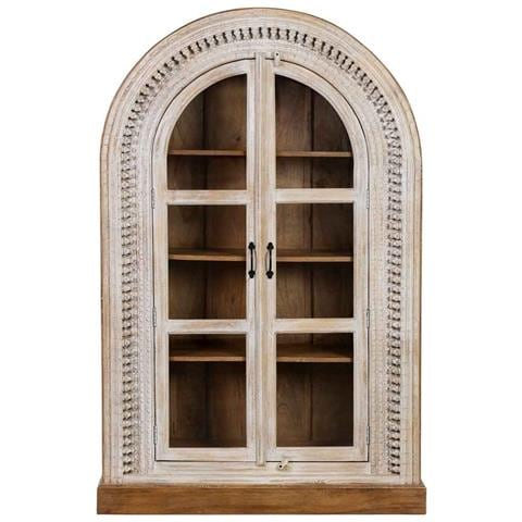 Vetrina In Legno Bianco Fatta A Mano 112x41x181h Cm - Foto 2