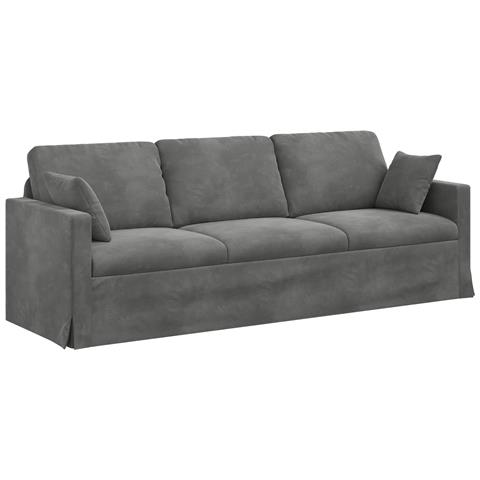 Divano Grigio scuro 228 x 78 x 80 cm Velluto - Foto 1