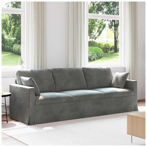 Divano Grigio scuro 228 x 78 x 80 cm Velluto - Foto 2