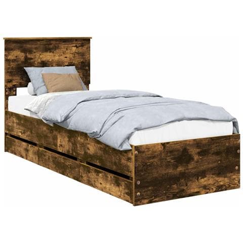 Struttura del letto con cassetto Rovere fumé 75 x 190 cm - Foto 1