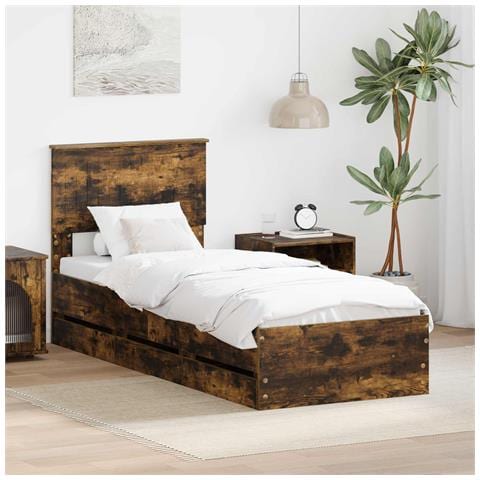 Struttura del letto con cassetto Rovere fumé 75 x 190 cm - Foto 2