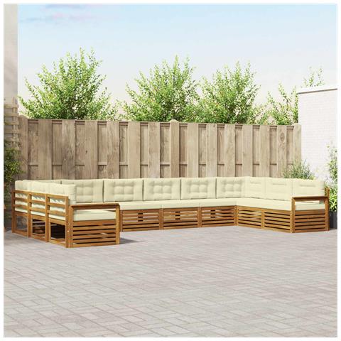 Set divani 10 pcs Naturale e Crema Legno di Acacia Massello - Foto 2