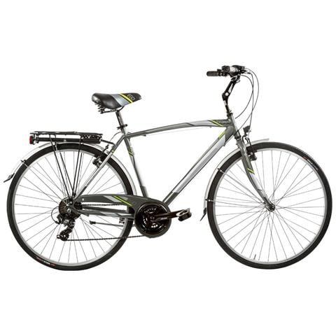 Bici Da Uomo City Bike Telaio In Alluminio Bicicletta Misura 28 Linea Ego Cambio 21v Ego21v Completa Di Accessori E Luci A Led - 57 Titanio Verde Lime - Foto 1