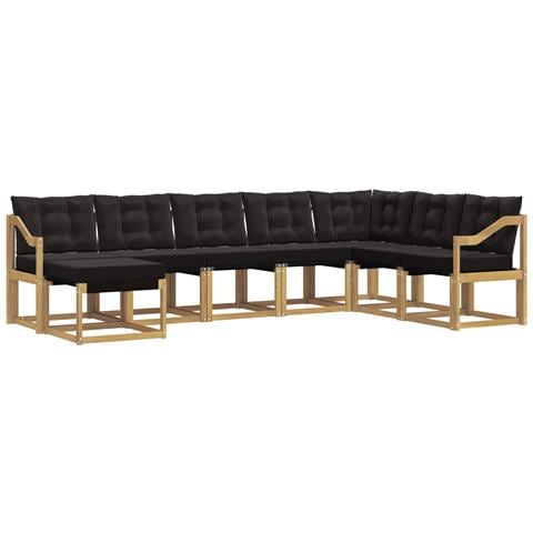 Set di divani da esterno con cuscino 8 pcs Bianco e Nero - Foto 1