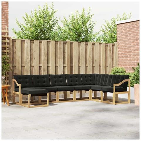 Set di divani da esterno con cuscino 8 pcs Bianco e Nero - Foto 2