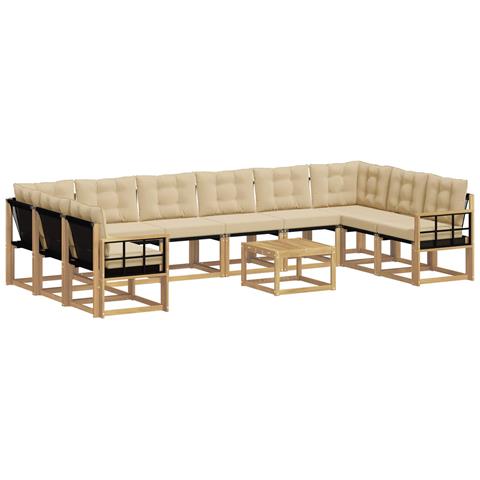 Set di divani da esterno con cuscino 11 pcs Bianco e Beige - Foto 1