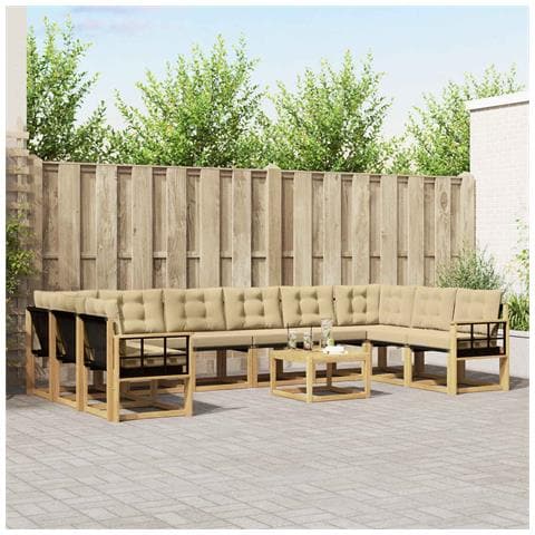 Set di divani da esterno con cuscino 11 pcs Bianco e Beige - Foto 2