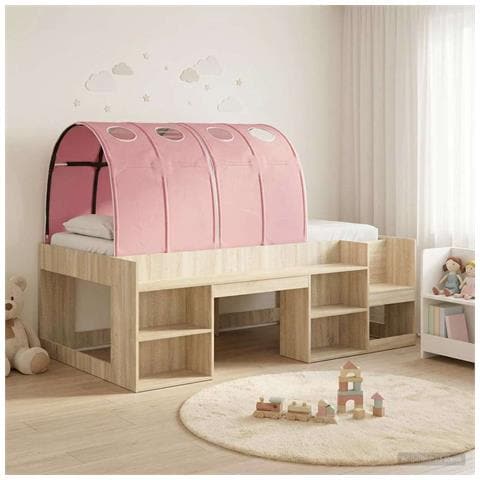 Letto con Tunnel 3 pz Rovere Sonoma e Rosa Legno multistrato - Foto 2