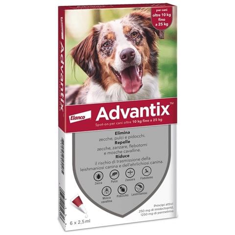 Advantix Spot On Soluzione 6 Pipette 2,5 ml Cani da 10 a 25 kg - Foto 1