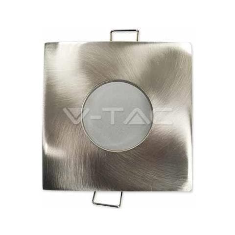 Porta Faretti Led Gu10 Incasso Ip54 Fisso In Acciaio Quadrato Nickel Satinato Vt-787 3616 - Foto 2