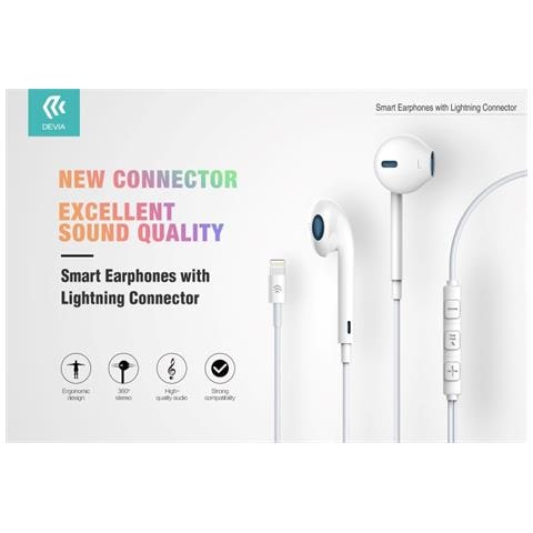 Auricolari Per Iphone Lightning Bluetooth Con Controlli Bianco - Foto 1