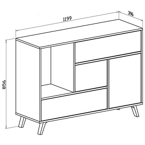 COMFORT Credenza Sala da Pranzo Mobili Ausiliari Buffet Wind 1 Anta Struttura Colore Grigio Antracite e Colore Ante e cassetti Puccini 3 cassetti Misure: 120x40x86cm.