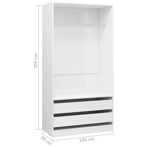 Armadio Bianco Lucido 100x50x200 cm in Legno Multistrato - Foto 2
