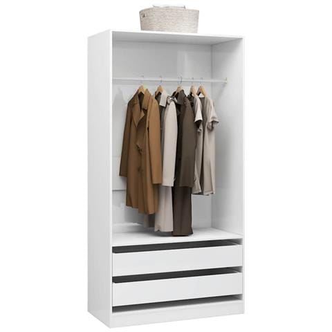 Armadio Bianco Lucido 100x50x200 cm in Legno Multistrato - Foto 5