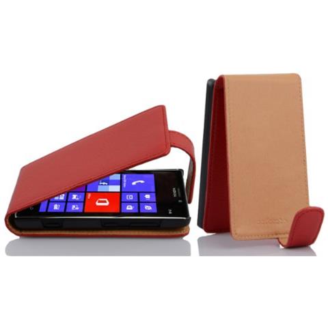 Custodia Compatibile Con Nokia Lumia 925 In Rosso Cremisi - Coperchio Protettivo In Design Flip Realizzato In Similpelle Testurizzata - Foto 1