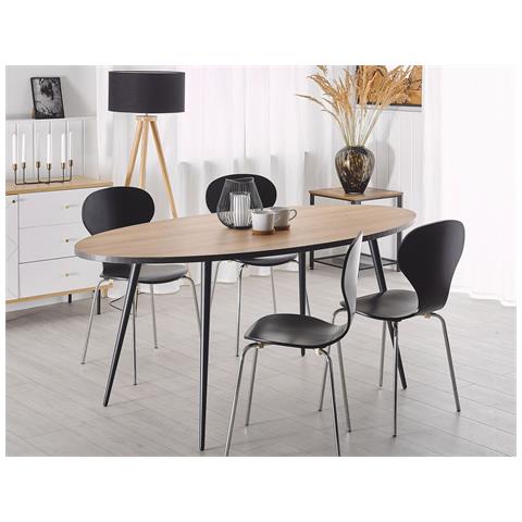 Tavolo Da Pranzo Ovale In Legno Scuro E Nero 180 X 90 Cm Ottawa - Foto 15